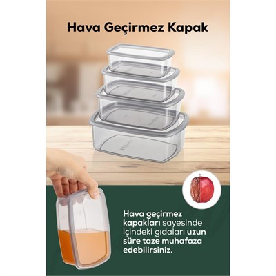Vienev 12li Hava Geçirmez Saklama Kabı Seti Antrasit 3x(250-500-750-1200 Ml)