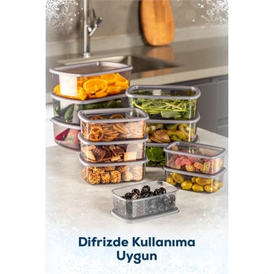 Vienev 12li Hava Geçirmez Saklama Kabı Seti Antrasit 3x(250-500-750-1200 Ml)