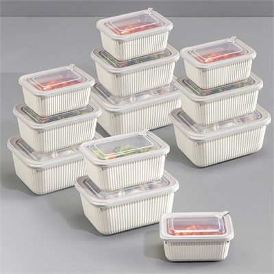 Vienev 12li Vip Dikdörtgen Mikrodalga Ve Difrize Uygun Saklama Kabı Seti Bej 4x(1750,1050,600 Ml)