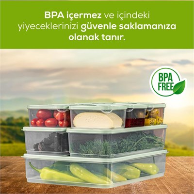 Vienev 13lü Buzdolabı Dondurucu Organizer Mikrodalga Ve Difrize Uygun Saklama Kabı Mint