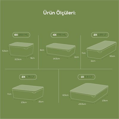 Vienev 15li Buzdolabı Düzenleyici Organizer Mikrodalgaya Uygun Difriz Saklama Kabı Gri