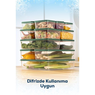 Vienev 15li Buzdolabı Düzenleyici Organizer Mikrodalgaya Uygun Difriz Saklama Kabı Yeşil