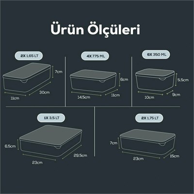 Vienev 15li Buzdolabı Düzenleyici Organizer Mikrodalgaya Uygun Difriz Saklama Kabı Mint