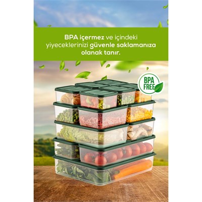 Vienev 15li Buzdolabı Düzenleyici Organizer Mikrodalgaya Uygun Difriz Saklama Kabı Yeşil