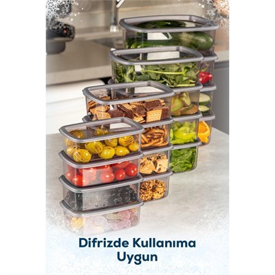 Vienev 16lı Hava Geçirmez Saklama Kabı Seti Antrasit 4x(250-500-750-1200 Ml)