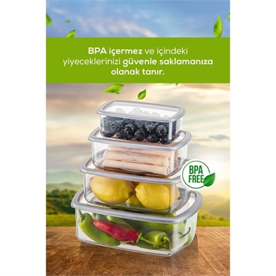Vienev 16lı Hava Geçirmez Saklama Kabı Seti Antrasit 4x(250-500-750-1200 Ml)