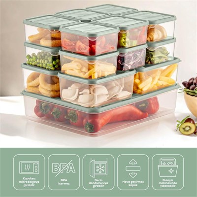 Vienev 17li Buzdolabı Düzenleyici Organizer Mikrodalgaya Uygun Difriz Saklama Kabı Mint