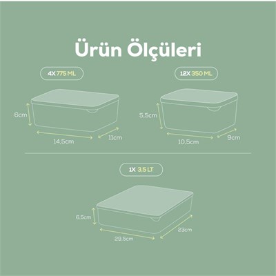 Vienev 17li Buzdolabı Düzenleyici Organizer Mikrodalgaya Uygun Difriz Saklama Kabı Yeşil
