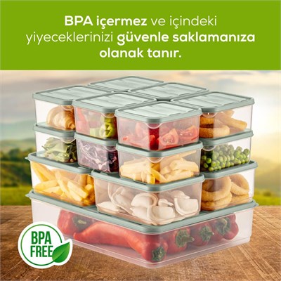 Vienev 17li Buzdolabı Düzenleyici Organizer Mikrodalgaya Uygun Difriz Saklama Kabı Mint