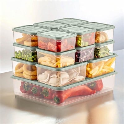 Vienev 17li Buzdolabı Düzenleyici Organizer Mikrodalgaya Uygun Difriz Saklama Kabı Mint