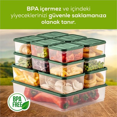 Vienev 17li Buzdolabı Düzenleyici Organizer Mikrodalgaya Uygun Difriz Saklama Kabı Yeşil