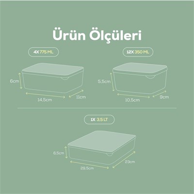 Vienev 17li Buzdolabı Düzenleyici Organizer Mikrodalgaya Uygun Difriz Saklama Kabı Mint