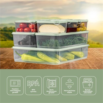 Vienev 18li Buzdolabı Dondurucu Organizer Mikrodalga Ve Difrize Uygun Saklama Kabı Mint
