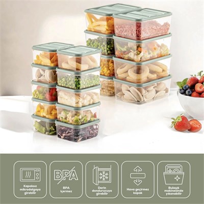 Vienev 18li Buzdolabı Düzenleyici Organizer Mikrodalgaya Uygun Difriz Saklama Kabı Mint
