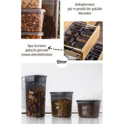 Vienev 18li Peggy Dikdörtgen Saklama Kabı Seti 6x( 1900ml, 1500ml, 1150ml ) Etiketli