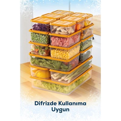Vienev 19lu Buzdolabı Düzenleyici Organizer Mikrodalgaya Uygun Difriz Saklama Kabı Turuncu