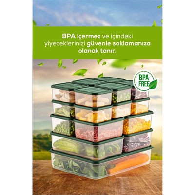 Vienev 19lu Buzdolabı Düzenleyici Organizer Mikrodalgaya Uygun Difriz Saklama Kabı Yeşil