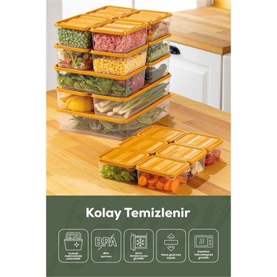 Vienev 19lu Buzdolabı Düzenleyici Organizer Mikrodalgaya Uygun Difriz Saklama Kabı Turuncu