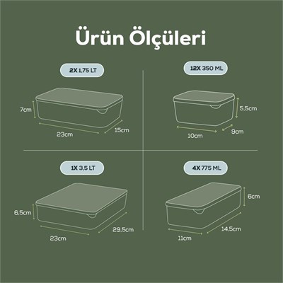 Vienev 19lu Buzdolabı Düzenleyici Organizer Mikrodalgaya Uygun Difriz Saklama Kabı Mint