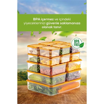 Vienev 19lu Buzdolabı Düzenleyici Organizer Mikrodalgaya Uygun Difriz Saklama Kabı Turuncu