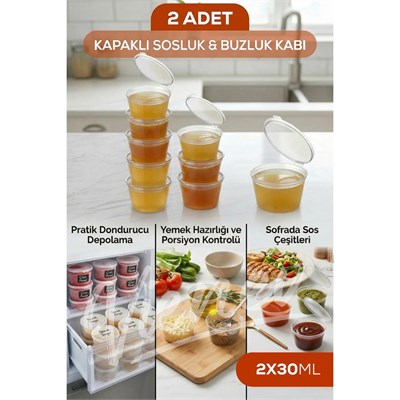 Vienev 2’li Dondurucuya Uygun Saklama Kabı – 30 Ml İlik, Tavuk Suyu, Sos Ve İlaç Saklama Kabı