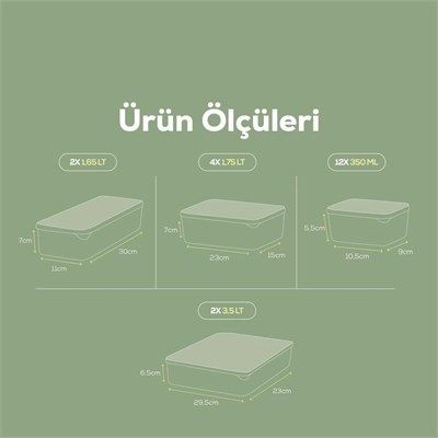 Vienev 20li Buzdolabı Dondurucu Organizer Mikrodalga Ve Difrize Uygun Saklama Kabı Mint