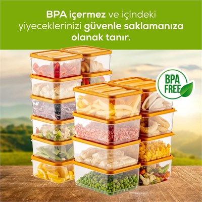 Vienev 20li Buzdolabı Düzenleyici Organizer Mikrodalgaya Uygun Difriz Saklama Kabı Turuncu