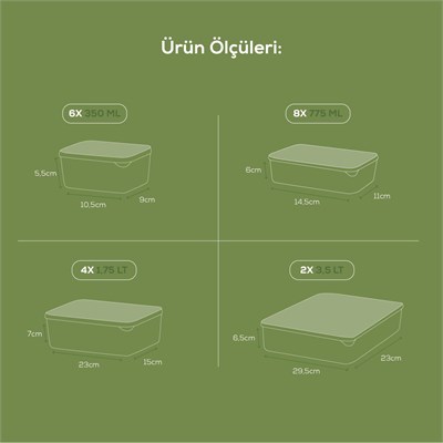 Vienev 20li Buzdolabı Düzenleyici Organizer Ve Mikrodalgaya Uygun Difriz Saklama Kabı Gri
