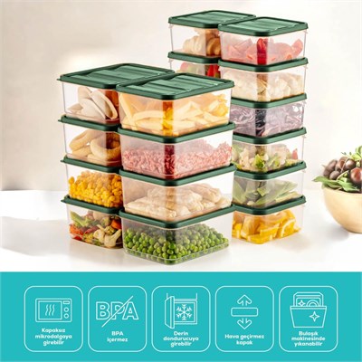 Vienev 20li Buzdolabı Düzenleyici Organizer Mikrodalgaya Uygun Difriz Saklama Kabı Yeşil