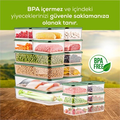 Vienev 20li Buzdolabı Düzenleyici Organizer Mikrodalgaya Uygun Difriz Saklama Kabı Yeşil