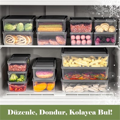 Vienev 20li Buzdolabı Düzenleyici Organizer Ve Mikrodalgaya Uygun Difriz Saklama Kabı Gri