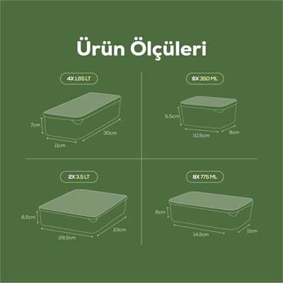 Vienev 20li Buzdolabı Düzenleyici Organizer Mikrodalgaya Uygun Difriz Saklama Kabı Yeşil