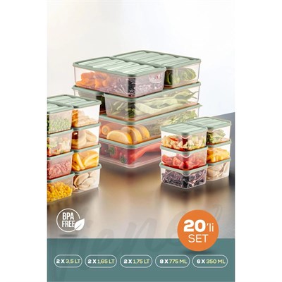 Vienev 20li Buzdolabı Düzenleyici Organizer Mikrodalgaya Uygun Difriz Saklama Kabı Mint