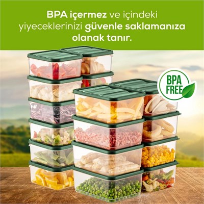 Vienev 20li Buzdolabı Düzenleyici Organizer Mikrodalgaya Uygun Difriz Saklama Kabı Yeşil