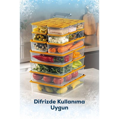 Vienev 20li Buzdolabı Düzenleyici Organizer Mikrodalgaya Uygun Difriz Saklama Kabı Turuncu