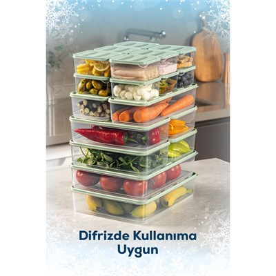 Vienev 20li Buzdolabı Düzenleyici Organizer Mikrodalgaya Uygun Difriz Saklama Kabı Mint