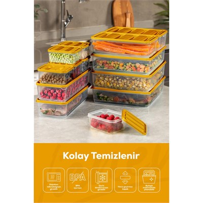 Vienev 20li Buzdolabı Organizer Ve Saklama Kabı Turuncu 12x(350ml) 4x(1,75lt) 2x(1,65lt) 2x(3,5lt)
