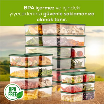 Vienev 24lü Buzdolabı Düzenleyici Organizer Mikrodalgaya Uygun Difriz Saklama Kabı Yeşil