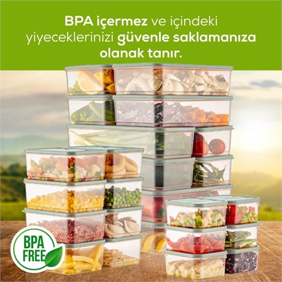 Vienev 24lü Buzdolabı Düzenleyici Organizer Mikrodalgaya Uygun Difriz Saklama Kabı Mint