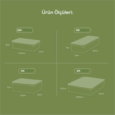 Vienev 24lü Buzdolabı Düzenleyici Organizer Mikrodalgaya Uygun Difriz Saklama Kabı Gri