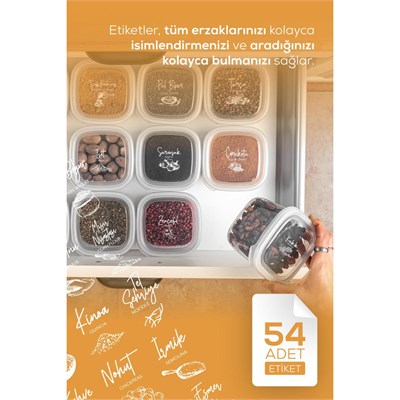 Vienev 25li Etiketli Hava Geçirmez Erzak Ve Baharat Saklama Kabı Seti Beyaz