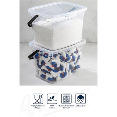 Vienev 2li 4 Litre Beyaz Etiketli Deterjanlık Saklama Kutusu Kabı Beyaz