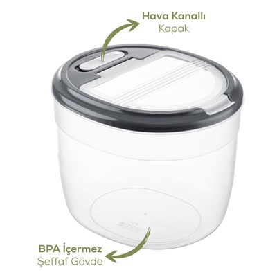 Vienev 2li 8 Litre Büyük Boy Plastik Saklama Kabı – Koyu Gri Kapaklı