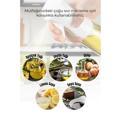 Vienev 2li Airfryer Sprey Yağdanlık Cam Şişe - Izgara Fritöz Salata Yağ Püskürtücü Beyaz