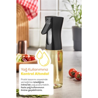 Vienev 2li Airfryer Sprey Yağdanlık Cam Şişe - Izgara Fritöz Salata Yağ Püskürtücü Siyah