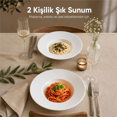 Vienev 2li Porselen Çukur Makarna Tabağı 28 Cm