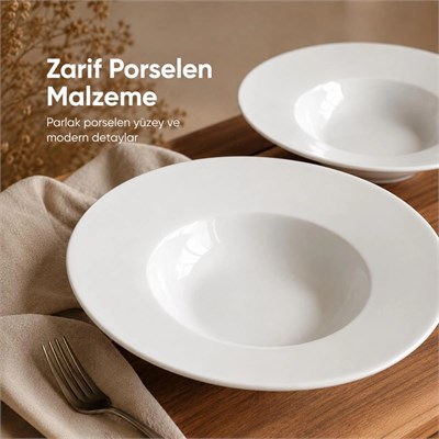 Vienev 2li Porselen Çukur Makarna Tabağı 28 Cm