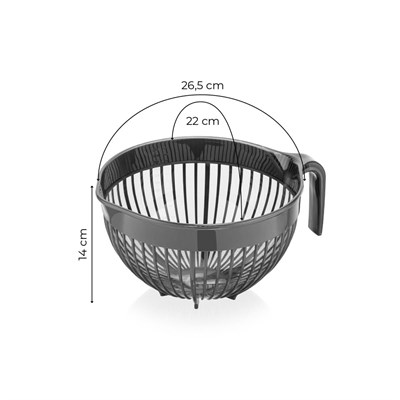 Vienev 2li Set Linea Pirinç Süzgeci Ve Mikser Kapaklı 3 Litre Antrasit Kase