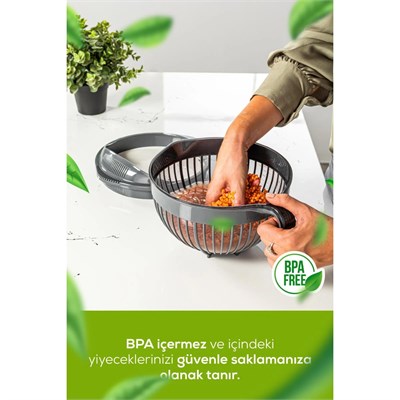 Vienev 2li Set Linea Pirinç Süzgeci Ve Mikser Kapaklı 3 Litre Antrasit Kase