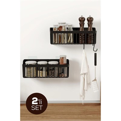 Vienev 2li Yapışkanlı Banyo-mutfak Organizer Raf